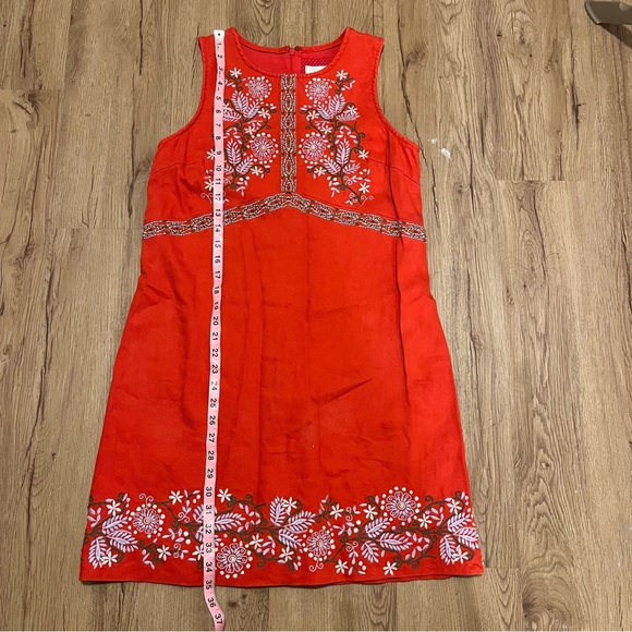 Anthropologie Embroidered Red Dress sleeveless size 6 - Picture 6 of 8